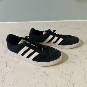 ADIDAS Vl Ortholite Float Court Mens 8 Gray/Navy Suede Skate Sneakers Shoes